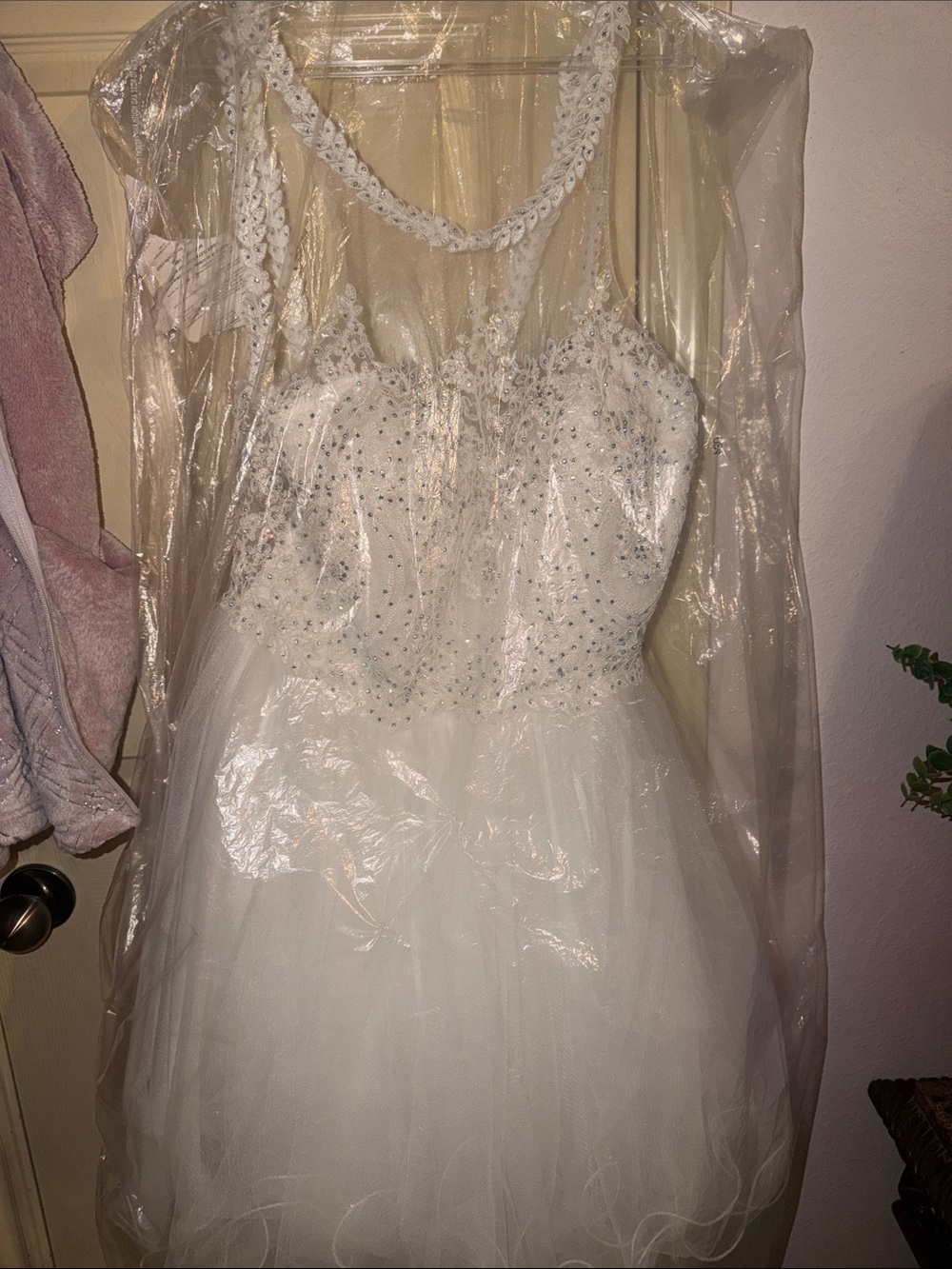 White Beaded Tulle Party Dress